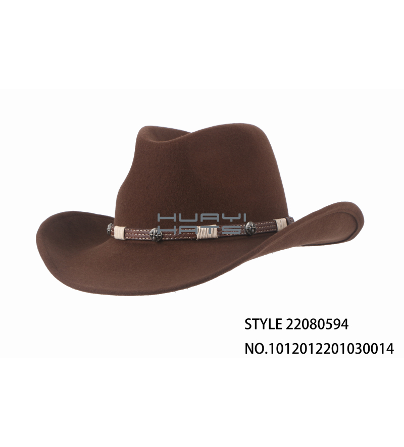 Brown Wide Brim Crushable Felt Fashion Cowboy Hat For Traveling