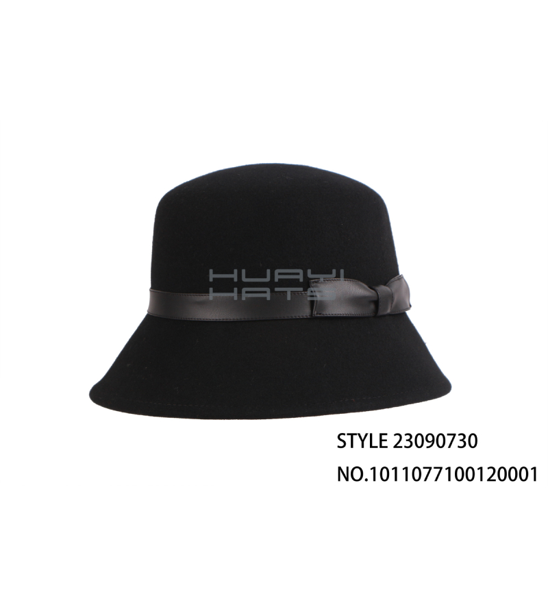 Customizable Wool Felt Nice Womens Winter Bucket Hat With Leather Strap