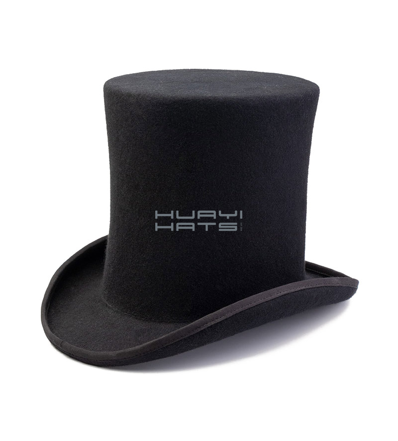 Black Very Tall High-Quality Wool Felt Top Hats For Men