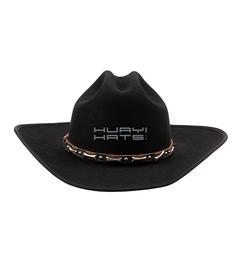 Mens Black Felt Cowboy Hat Stiff Wide Brim 100% Wool Made Customizable Colors