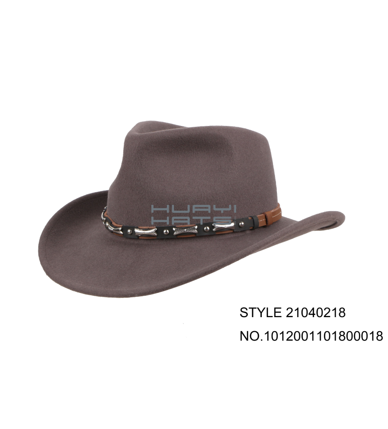 100% Wool Felt Made Outback Hat With Leather Hatband And Twill Sweatband For Mens
