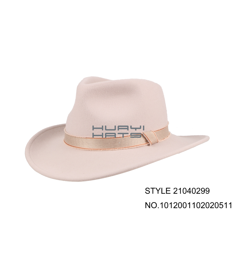 100% Wool Felt Womens Pink Western Fashion Cowgirl Hat