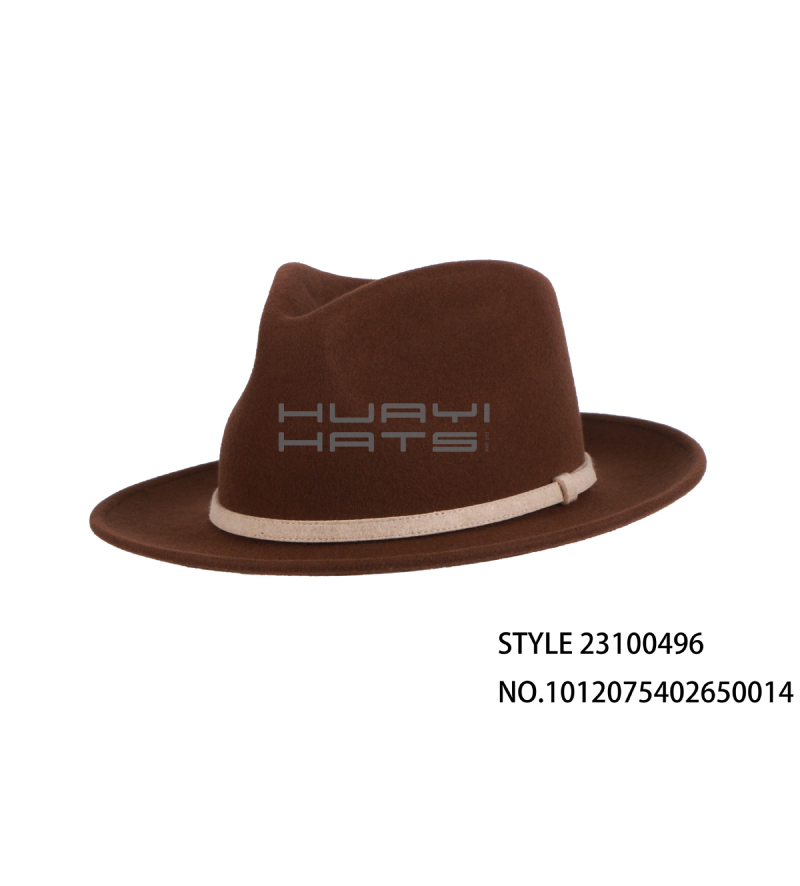 High Quality Mens Wool Felt Fedora Hat With Decorative Hatband