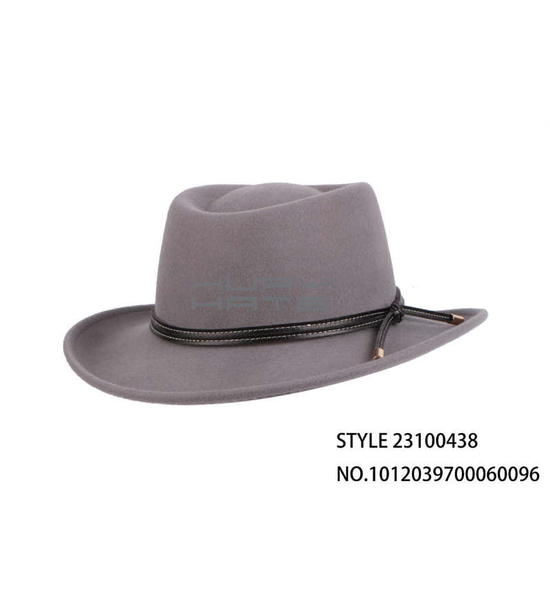 Custom Fashion Wool Felt Outback Hat For Men With Leather Hat Band