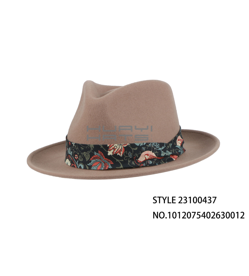 High Quality Mens Wool Felt Fedora Hat With Decorative Hatband