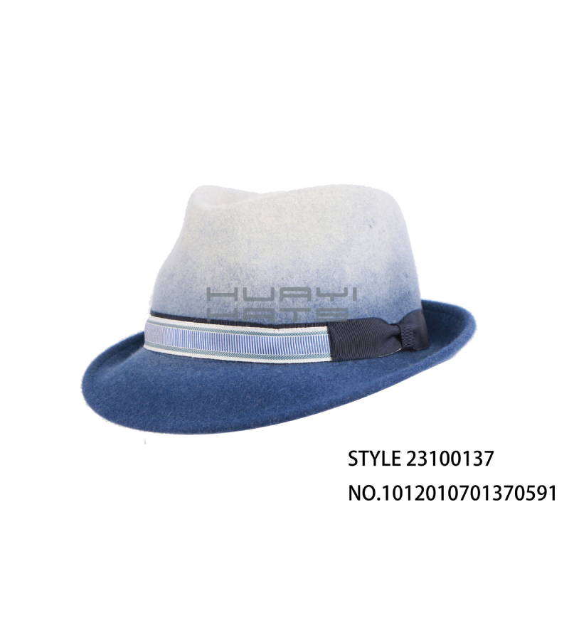 Mens Wool Felt Trilby Hat With Hat Band Customizable Colors