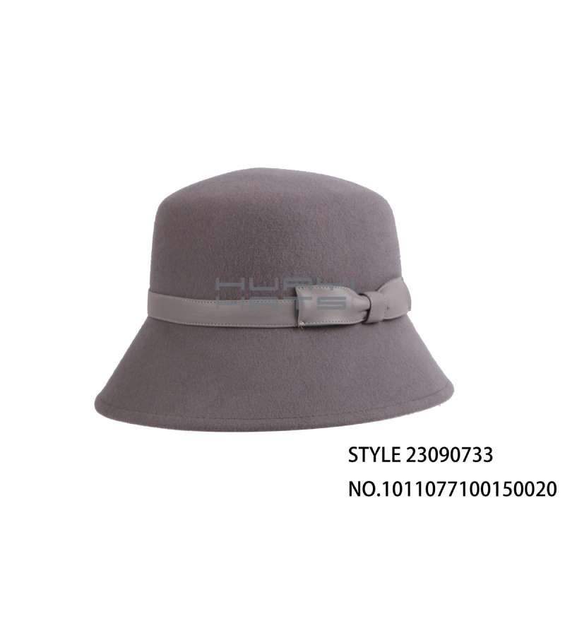 Womens Winter Wool Felt Bucket Hat With Leather Strap Customizable Wholesale