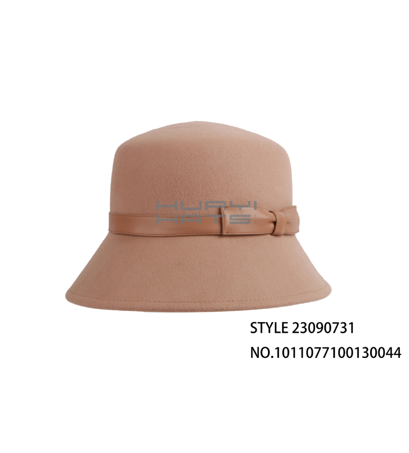 Wool Felt Bucket Hat With Leather perfect for winter Customizable size and color
