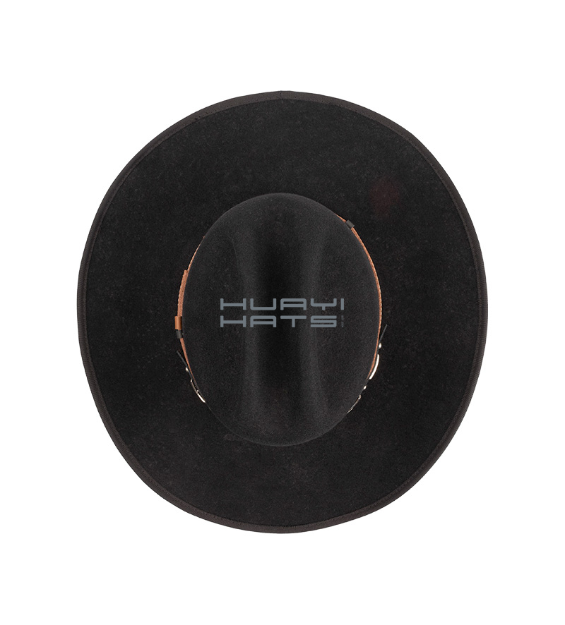 Mens Black Felt Cowboy Hat Stiff Wide Brim 100% Wool Made Customizable Colors