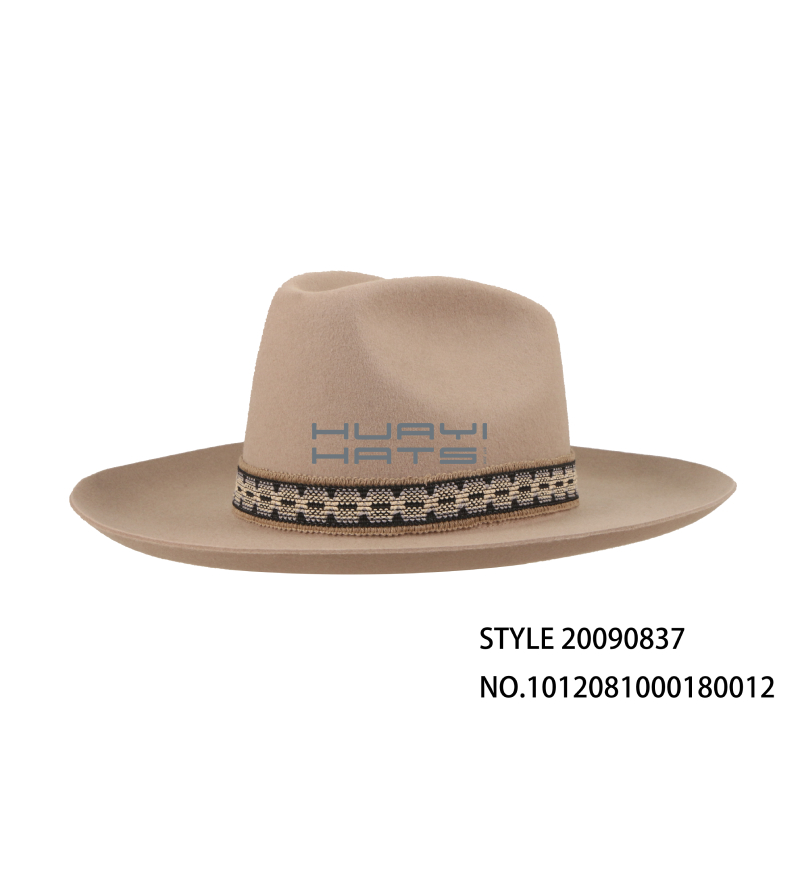 High Quality Wide Brim Mens Wool Felt Fedora Western Hats Adjustable Sweatband