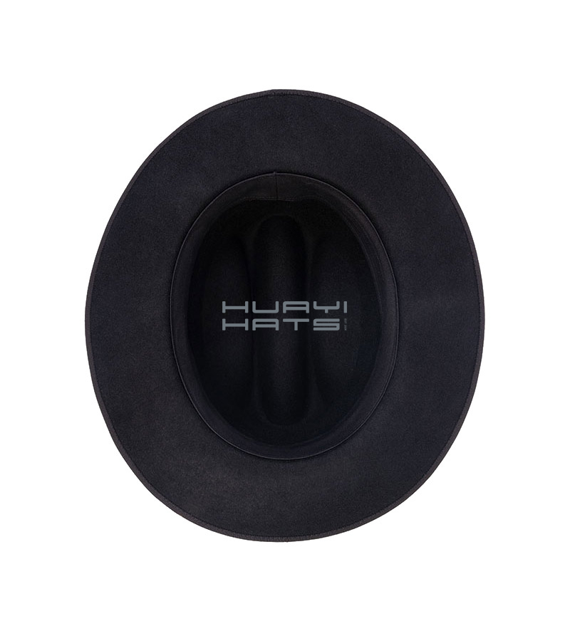 Black Wool Felt Fedora Hats It Features A High Open Road Crown And An Upturned Brim