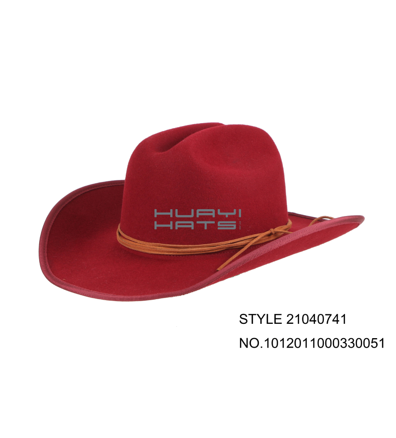Classic Red Cowboy Hat For Womens 100% Wool Felt Material made