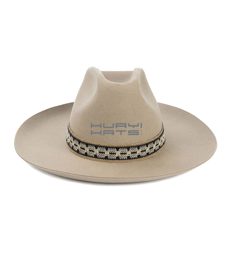 High Quality Wide Brim Mens Wool Felt Fedora Western Hats Adjustable Sweatband