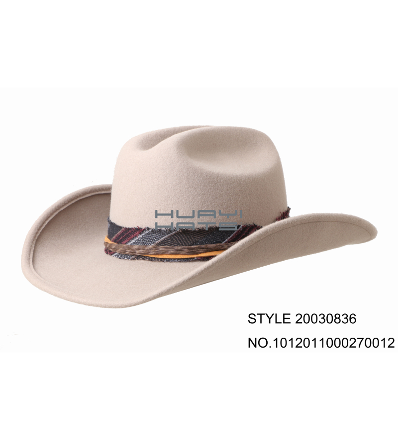 Crease Crown Cattleman Cowboy 3.54 inch hat Wide brim Wool Felt Hat 