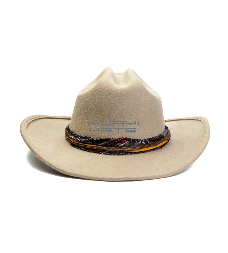 Crease Crown Cattleman Cowboy 3.54 inch hat Wide brim Wool Felt Hat 