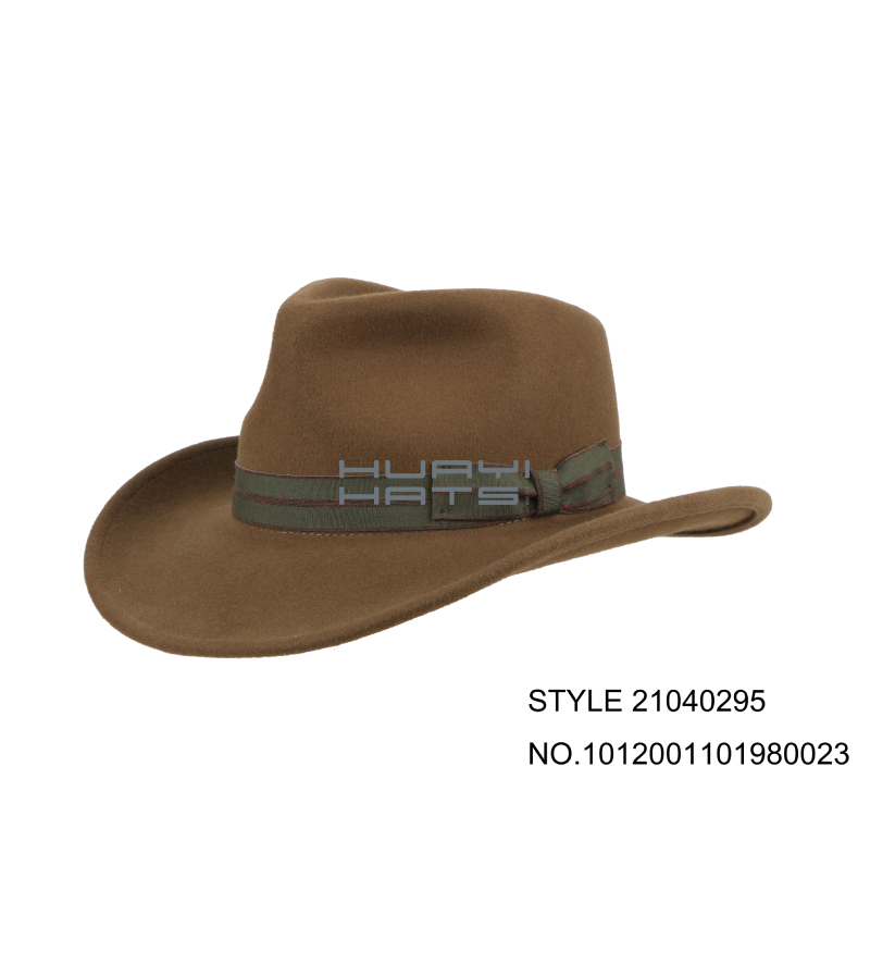 3" Wide BrimTan Western Outback Hat For Men Have 100% Australian Wool Felt Made