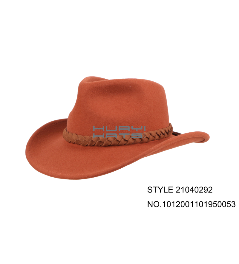 Wool Felt Wide Brim Blaze Orange Outback Hat Customizable Colors