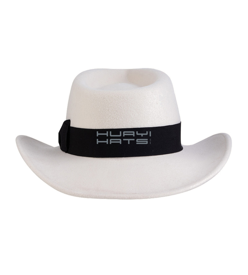 Women 2.95" Wide Brim White Outback Western Hat Using 100% Australian Wool Felt Made