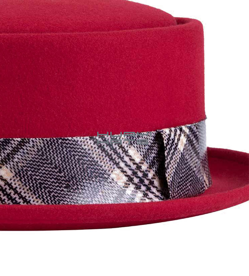 100% Wool Stingy Brim Red Felt Pork Pie Hat comfortable to wear