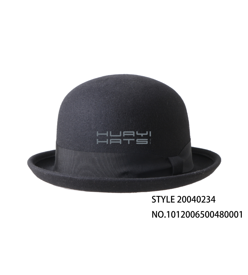 Wool Felt Bowler Hat Black Vintage Style With Black Hatband Same style for men and women