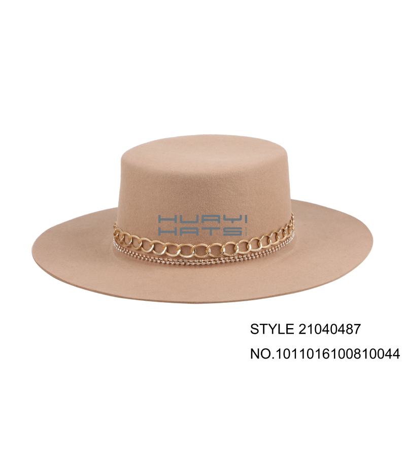 Women's Wide Brim Felt Hat in Tan