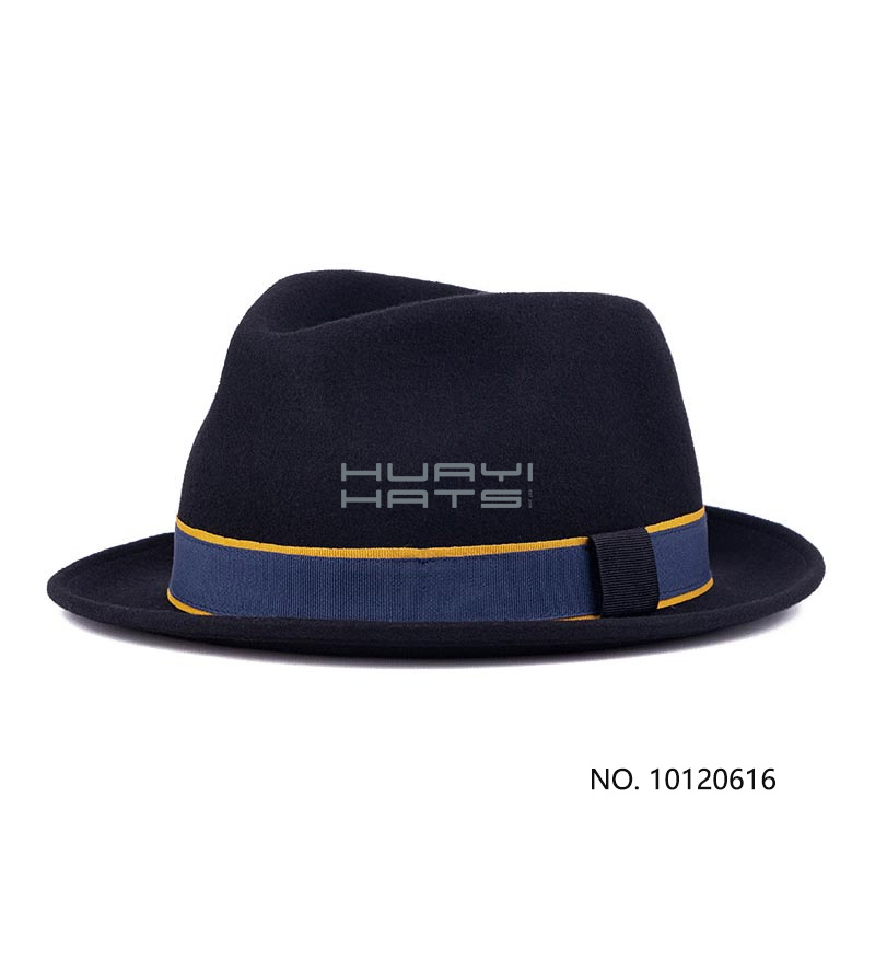 Black Narrow Brim Wool Felt Fedora Hat Crushable Suitable for Travel