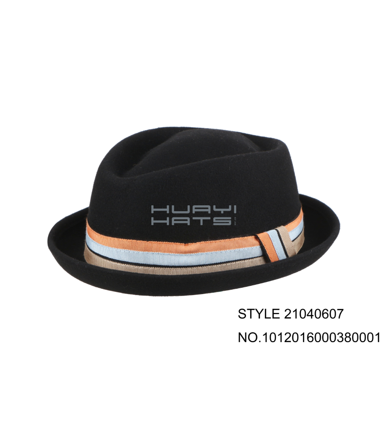 Mens Black Quality Wool Felt Stingy Brim Fedora Hat With Grosgrain Ribbon Adjustable Sweatband