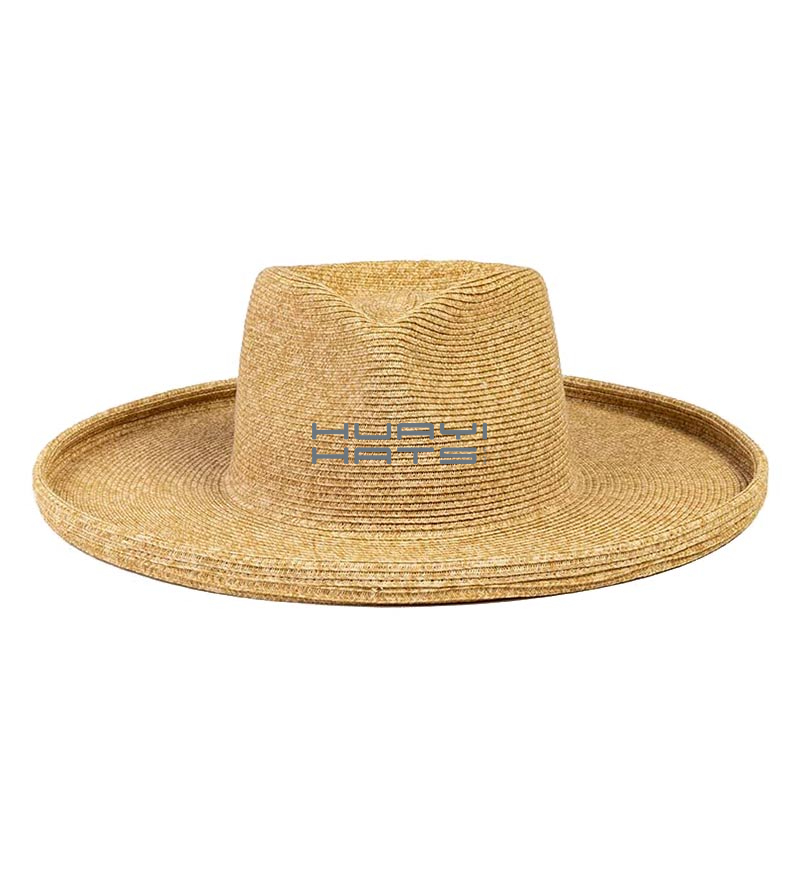 3.54 Inch Wide Brim Summer Straw Fedora Hat For Womens Many Hatbands Available