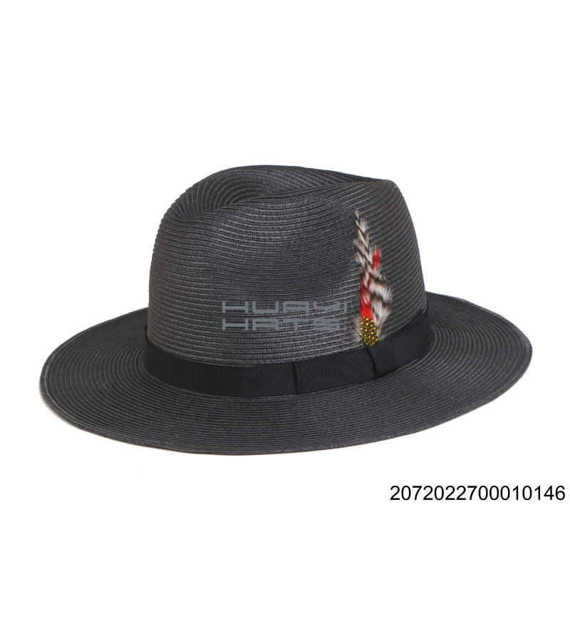 Summer Mens Straw Sun Fedora Hat Medium Wide Brim With Hatband