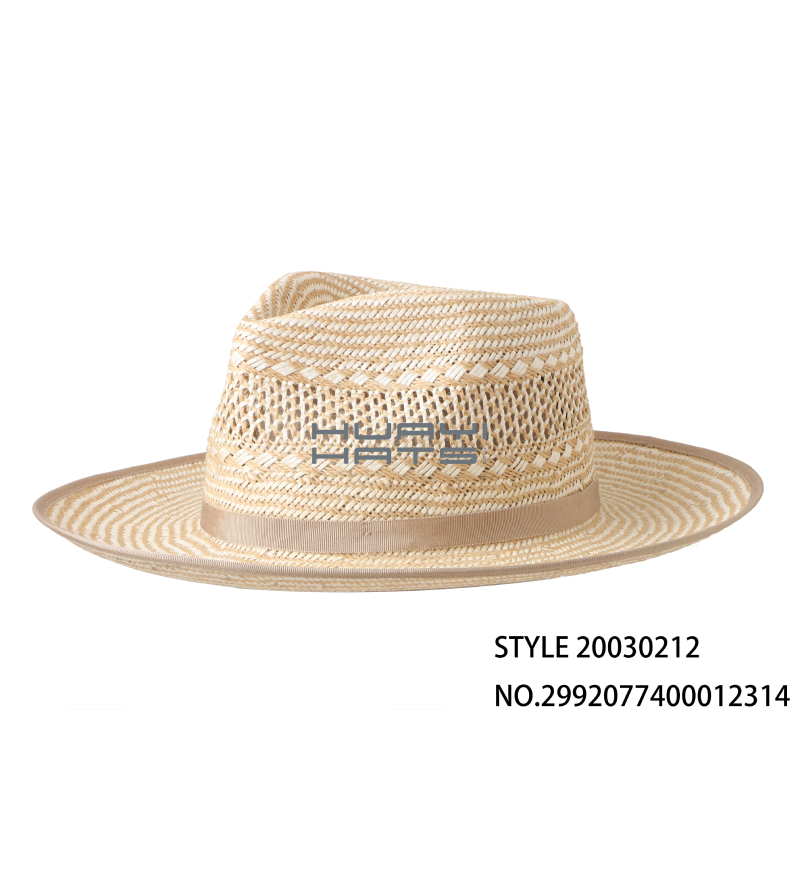 Medium Wide Brim Mens Panama Straw Fedora Hat For Jute + Paper Straw Material Crafted