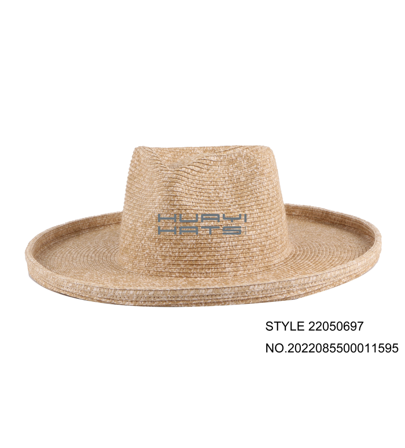 wholesale Womens Summer Straw Fedora Hat With 3.54 Inch Wide Pencil Brim