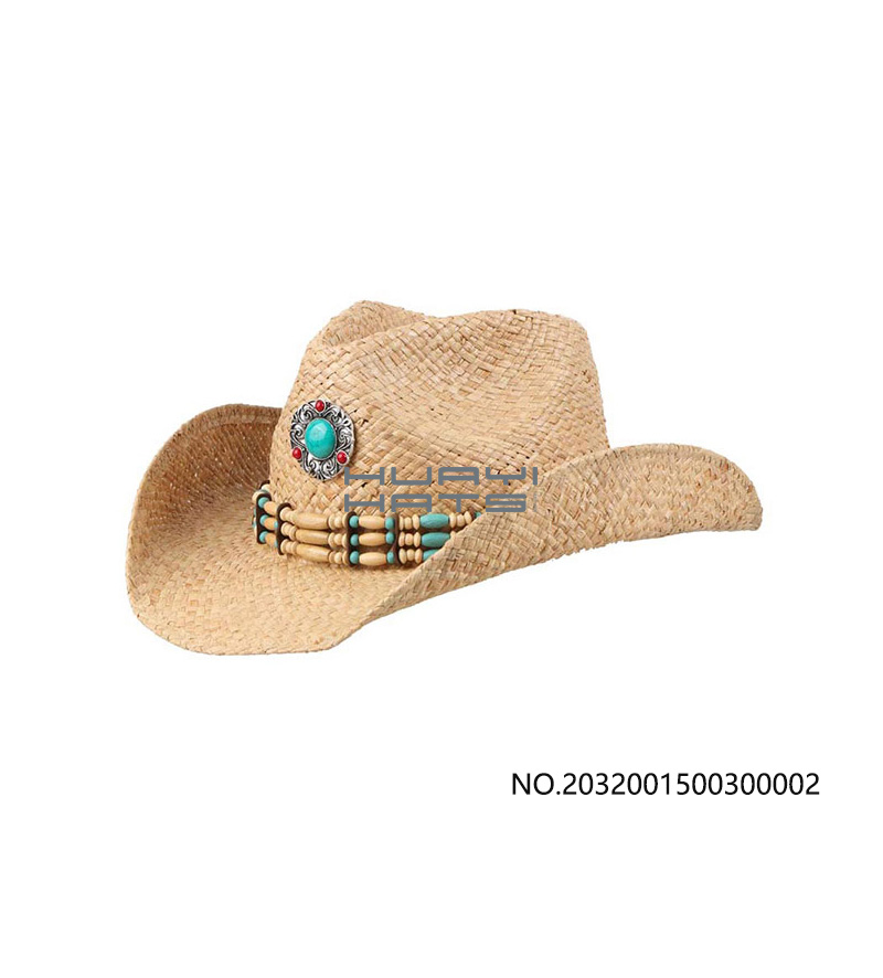 Beige Wide Brim Western Cowgirl Hat It's Made Of 100% Raffia Straw