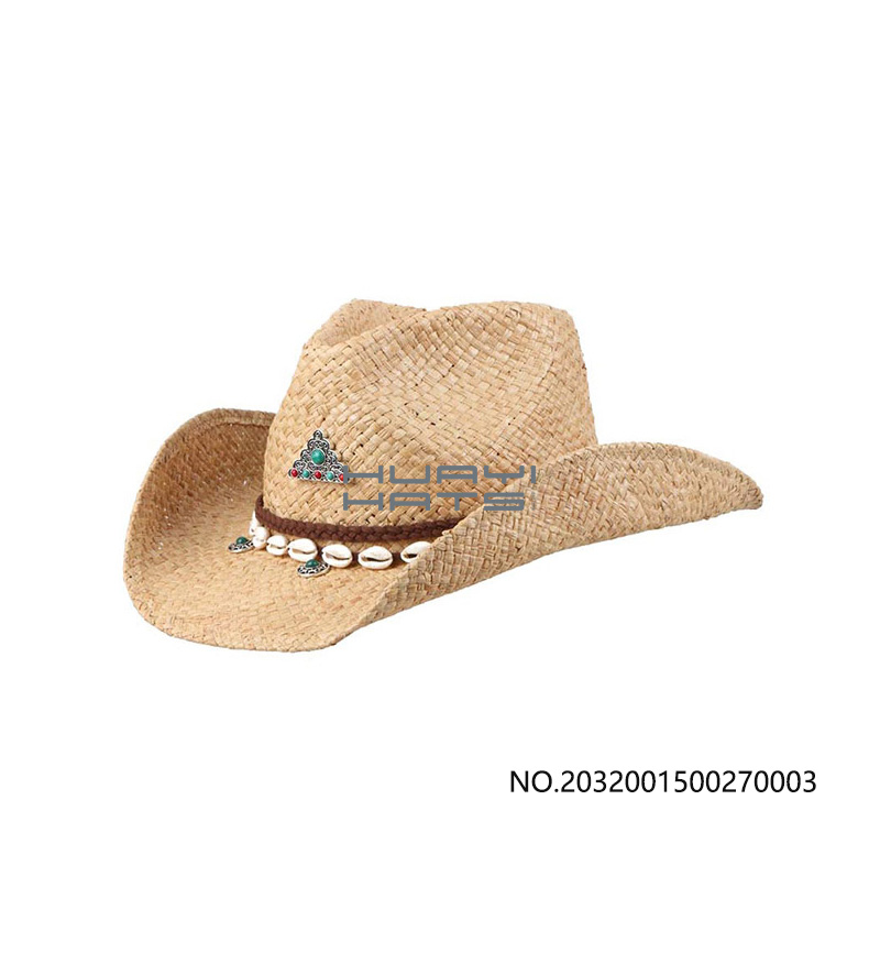 Mens Wide Brim Beige Raffia Western Straw Cowboy Hats Customizable size