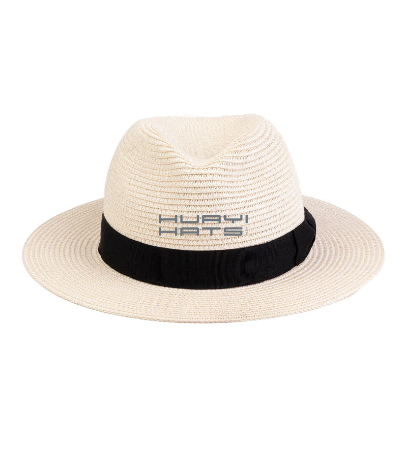 Womens Summer Wide Brim Straw Fedora Hat PP+Paper Straw Material