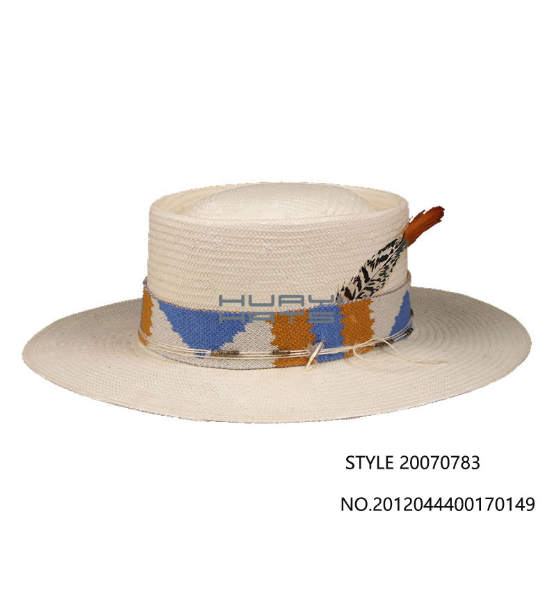 Wide Brim Sun Protection Straw Pork Pie Hat for Women & Men Adjustable Inner Band