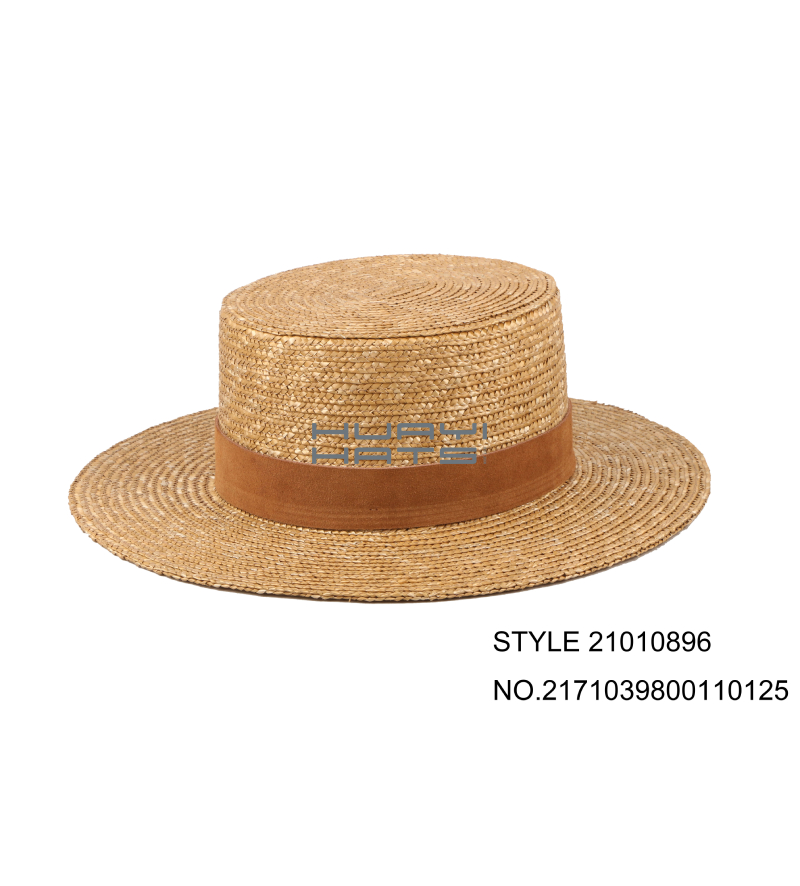 Men Vintage Wide Brim Straw Boater Hat wheat straw handmade Braid Made