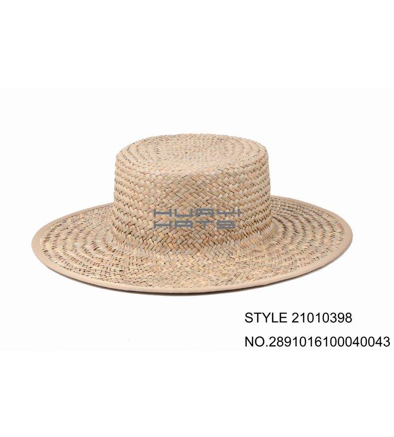 Mens Classic Straw Boater Hat With Boater Crown And Inner Elasticized Sweatband