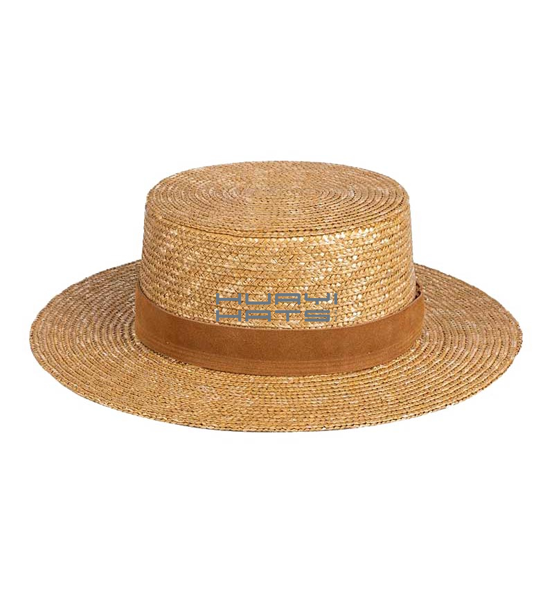 Men Vintage Wide Brim Straw Boater Hat wheat straw handmade Braid Made