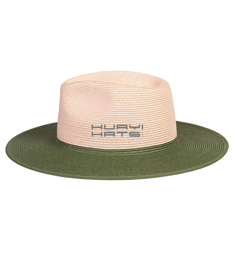 Two Tone Wide Brim Straw Beach Hat Summer Sun Protection Toyo Paper Straw Braid Material Made