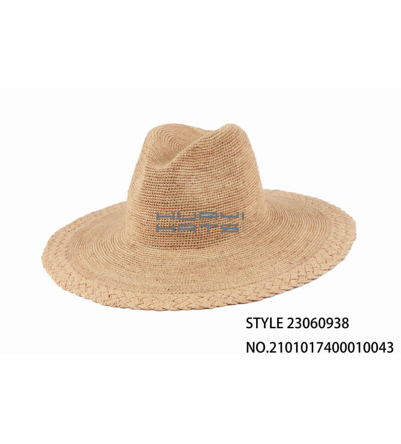 Womens Summer Straw Wide Brim Soft Beach Hat Raffia Crochet Made Customizable Color And Size Etc