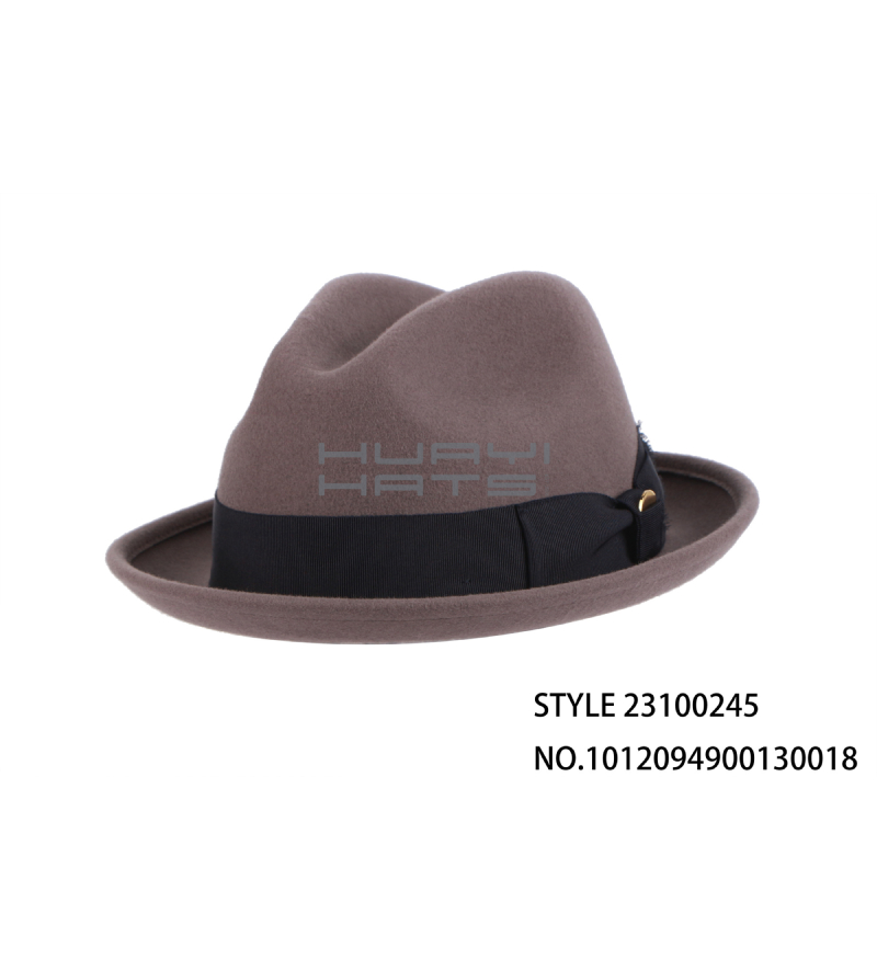 Men's Fashion Short Brim Wool Felt Fedora Hat With Hatband Customizable