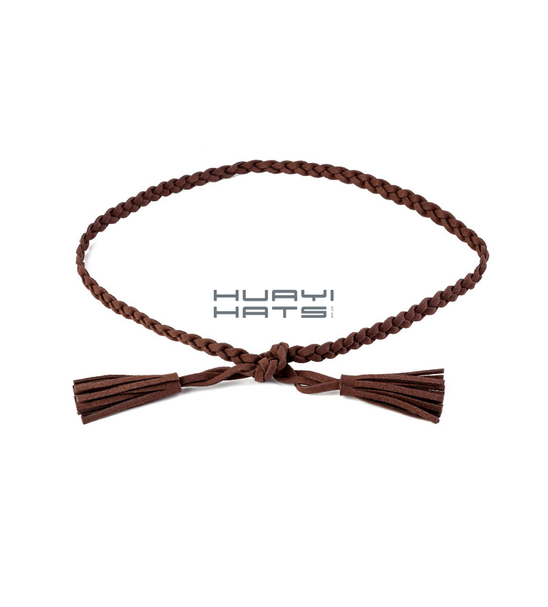 Custom Thin Braided Leather Hat Band 3 Strand Brown Plaited Band Completely Adjustable