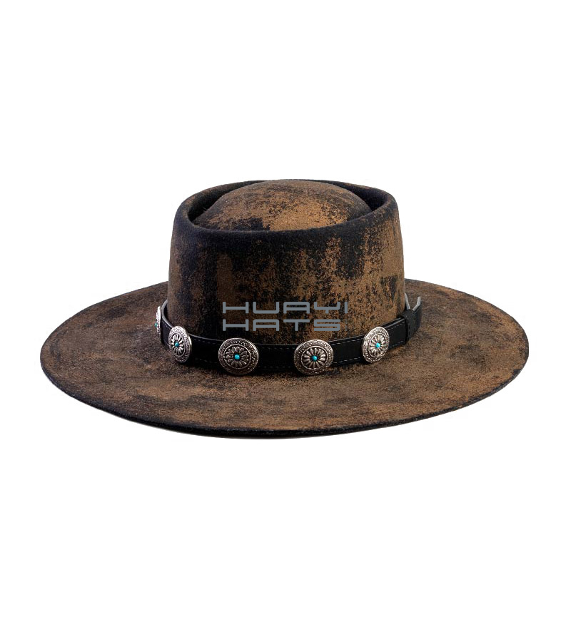 Mens Silver Color Concho Hat Band For Cowboy Hats