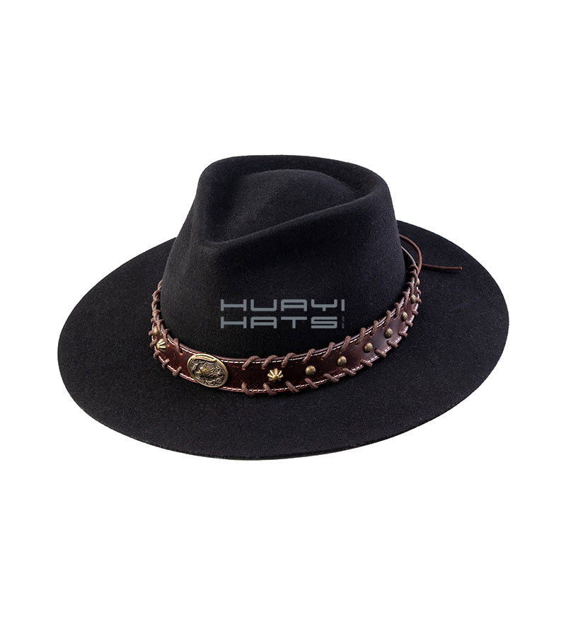Custom Brown Wide Leather Cowboy Hat Band Adjustable Hatband