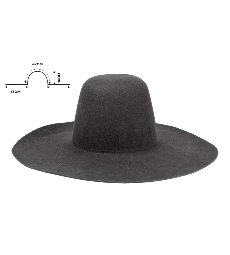 Dark Grey Wide Brim Felt Hat Bodies Wholesale