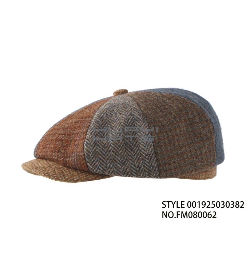 Fashion Color-blocked Tweed Newsboy Cap